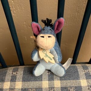Disney Parks Eeyore Stuffed Animal with Blue and Pink Highlights